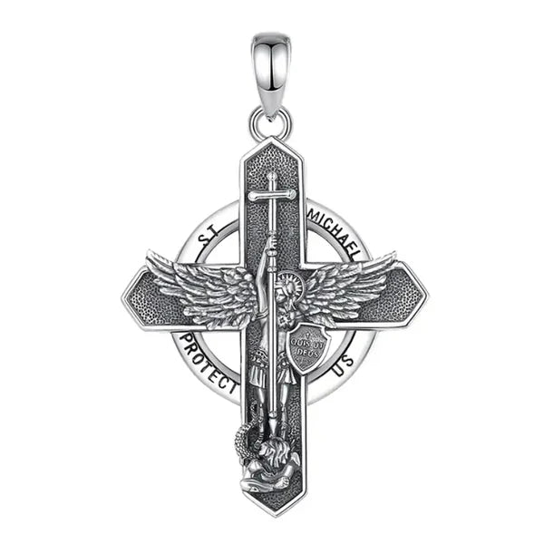 Colgante cruz de san miguel en plata 925