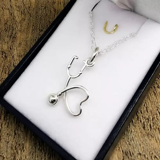 Colgante estetoscopio en plata 950