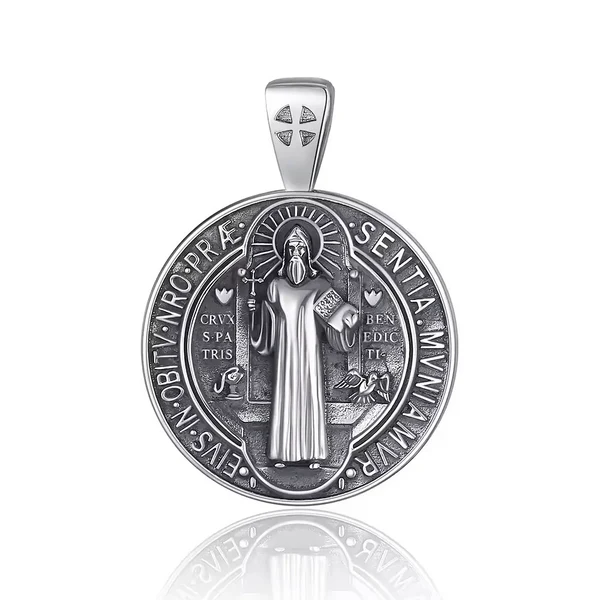 Colgante medallon san benito en plata 925
