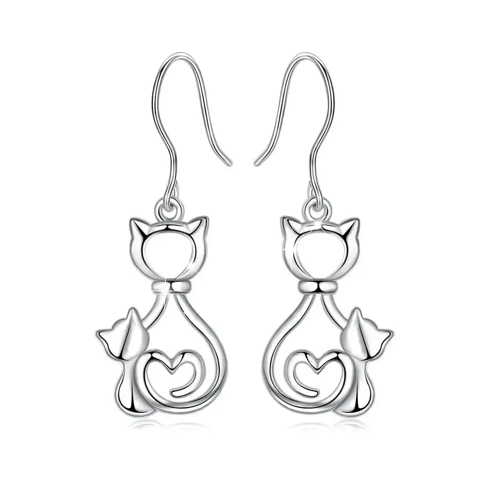 Aros, aritos de gato en plata 925