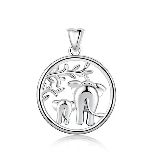 Colgante mama elefante con hijo en plata 925