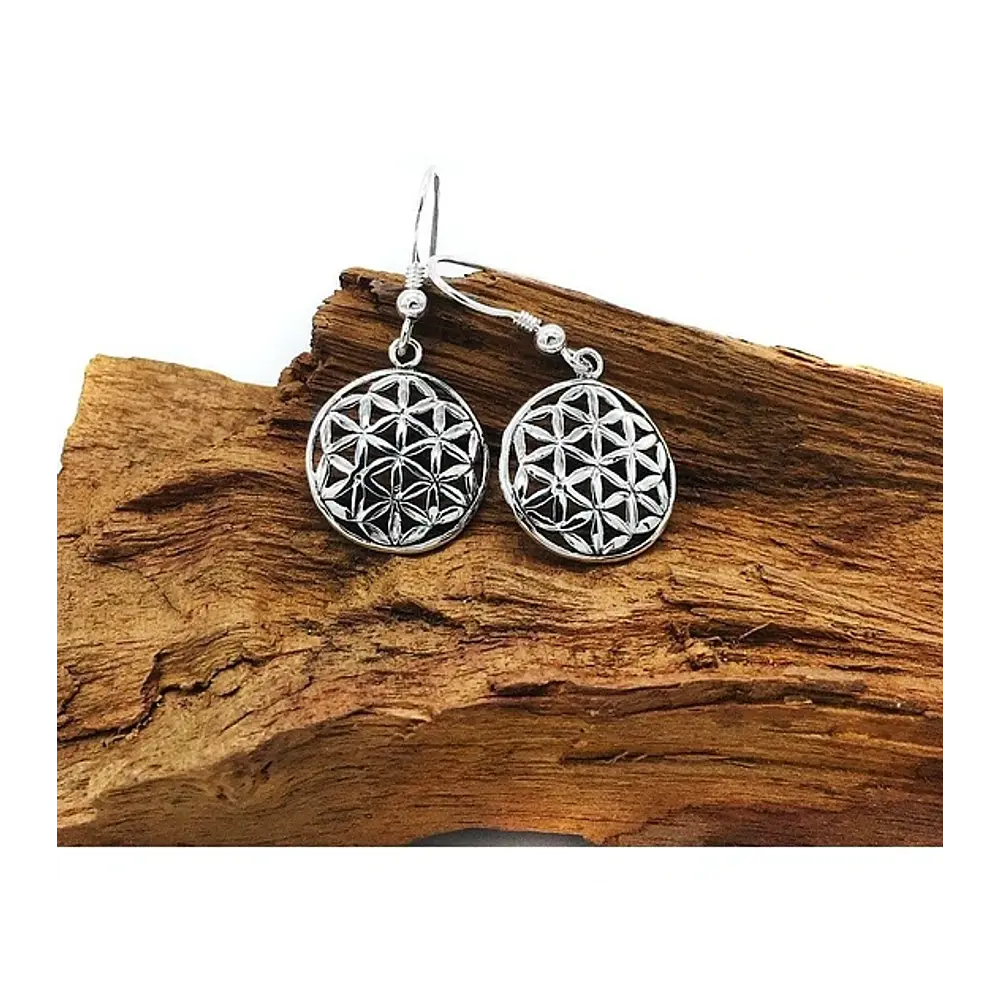 Aros, aritos flor de la vida en plata 950