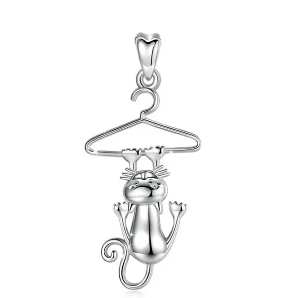 Colgante gato divertido en plata 925
