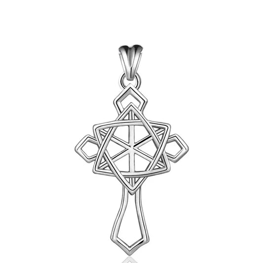 Colgante cruz estrella de david en plata 925