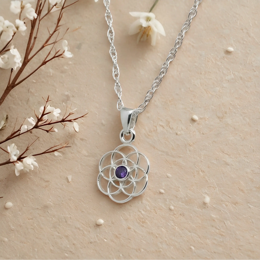 Colgante mandala amatista en plata 925