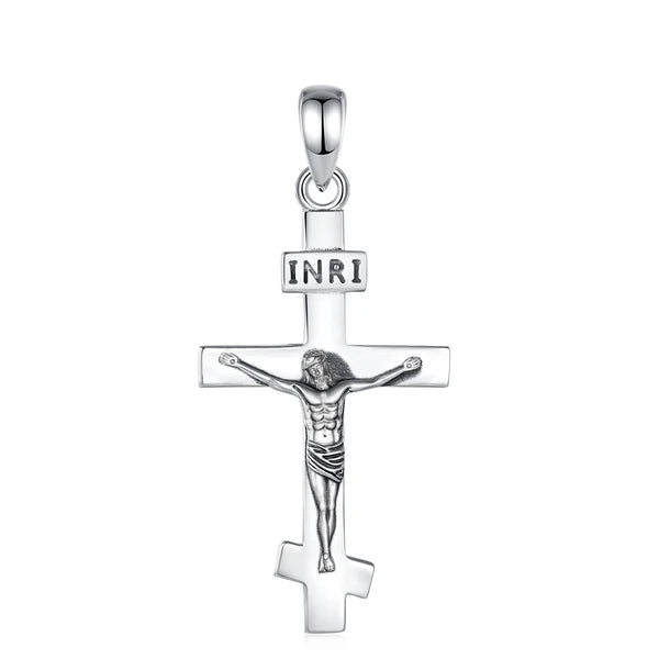 Colgante cruz con jesus en plata 925