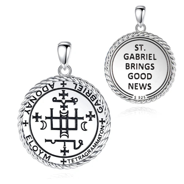 Colgane escudo de san gabriel arcangel en plata 925