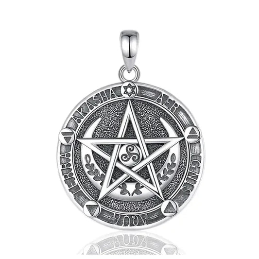 Colgante pentagrama de la luna en plata 925