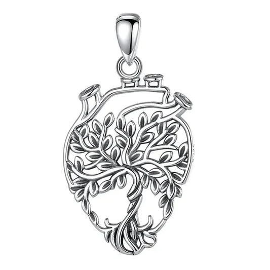 Colgante arbol de la vida corazon en plata 925