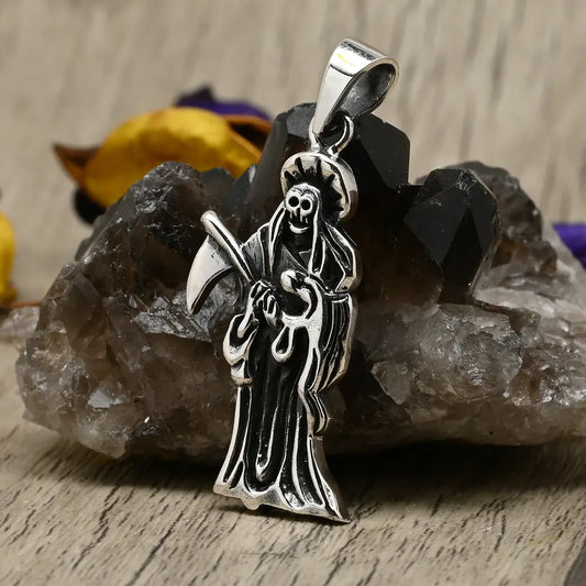 Colgante cruz de santa muerte en plata 950