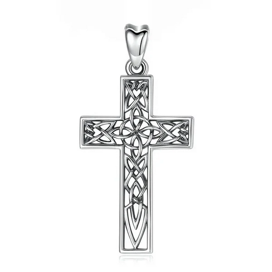 Colgante cruz nudo de brujas en plata 925