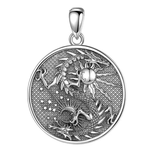 Colgante dragon sol y luna en plata 925