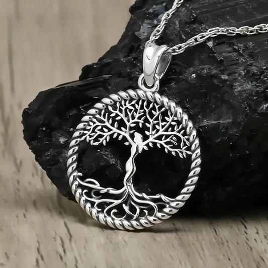 Colgante arbol de la vida con mujer en plata 925