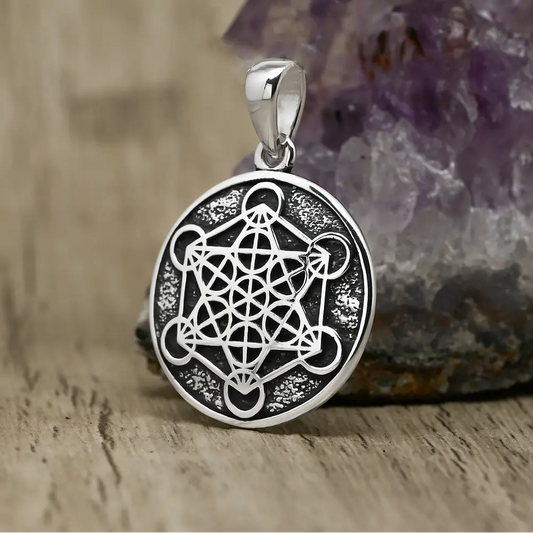 Colgante metatron mediano en plata 950