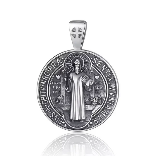 Colgante medallon san benito en plata 925