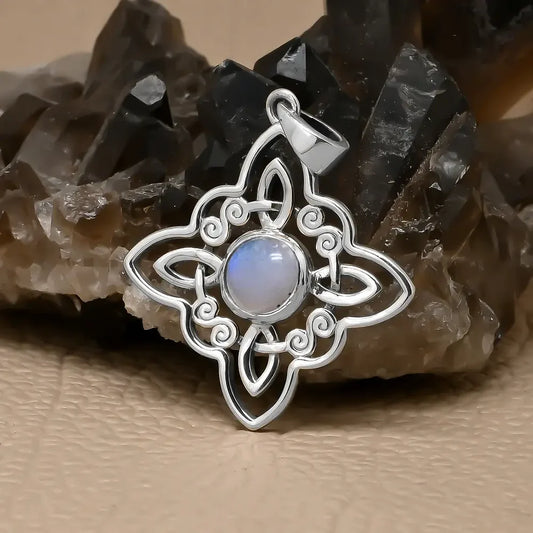 Colgante nudo de brujas piedra luna en plata 925