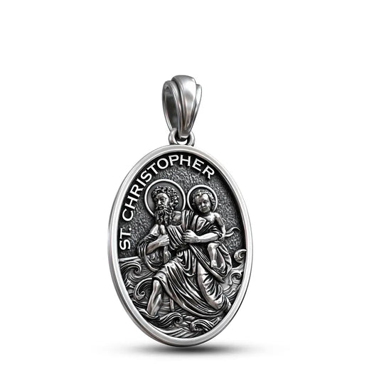 Colgante medalla san cristobal en plata 950