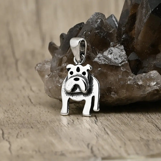 Colgante de perro bulldog en plata 950