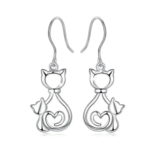 Aros, aritos de gato en plata 925