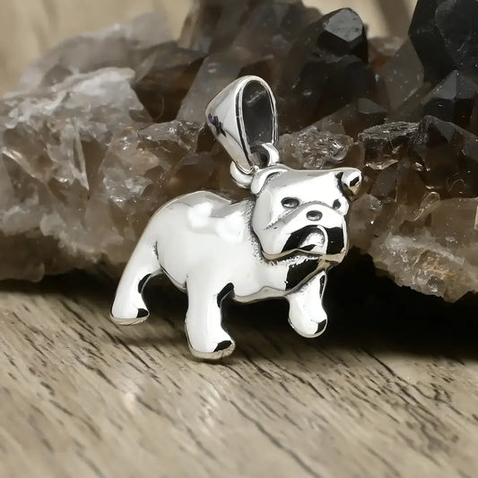 Colgante perro bulldog en plata 950