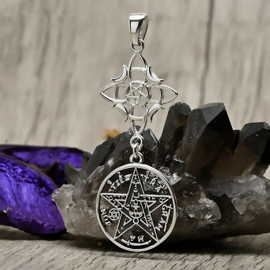 Colgante nudo de bruas y tetragrammaton en plata 950