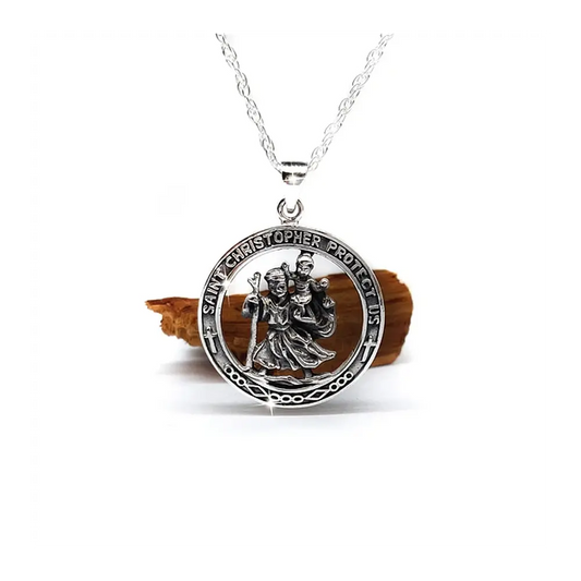 Colgante st cristobal redondo en plata 950