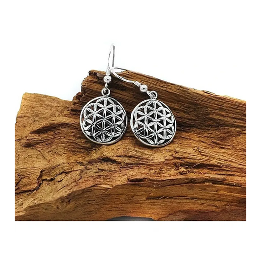 Aros, aritos flor de la vida en plata 950