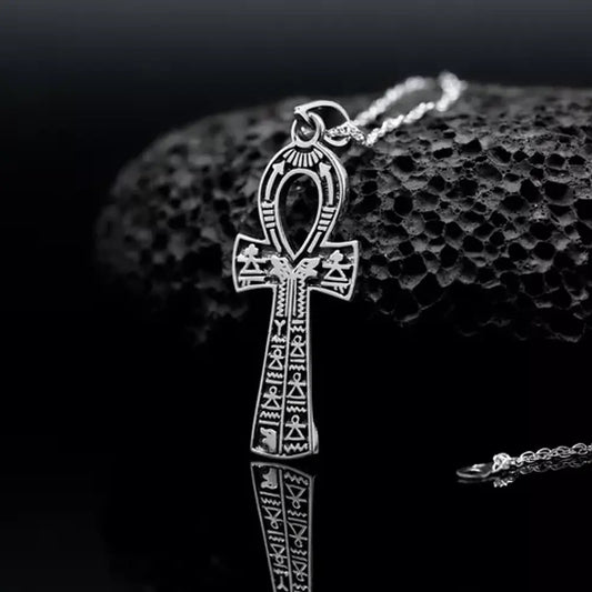 Colgante cruz ankh grande en plata 950
