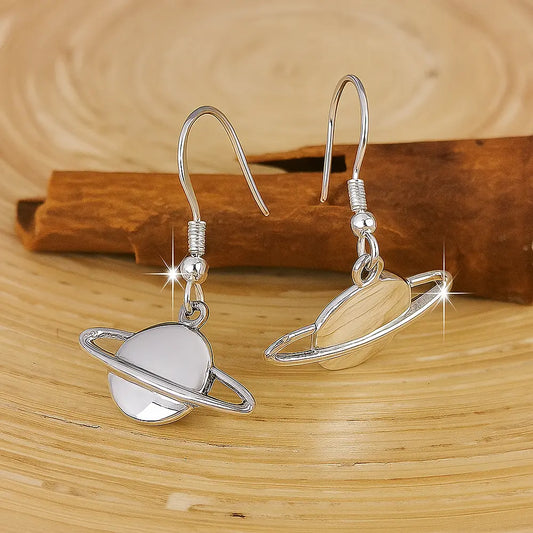 Aros, aritos Saturno en plata 950