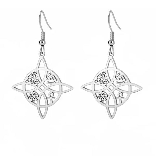 Aros nudo de brujas con amuletos en plata 925