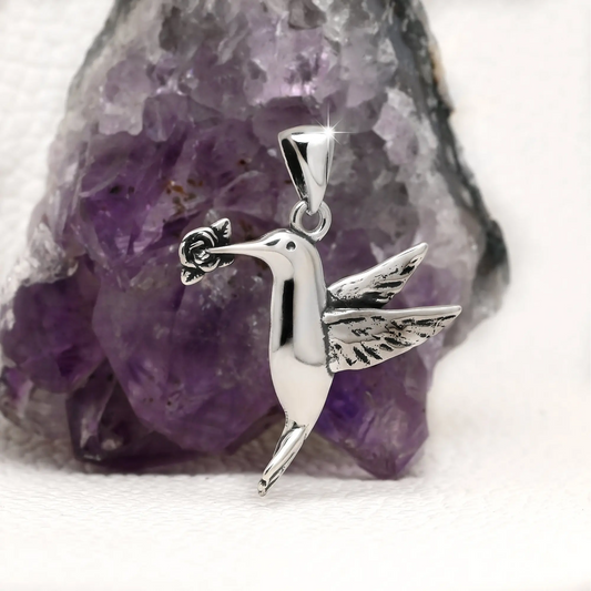 Colgante de colibrí en plata 950