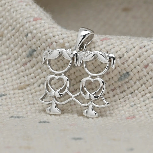 Colgante niña niña en plata 950