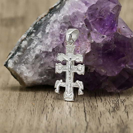 Colgante cruz de caravaca en plata 950