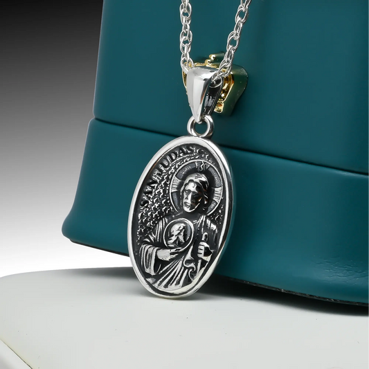 Colgante medalla de san judas en plata 950