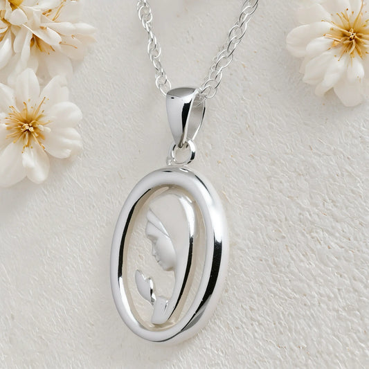 Colgante virgen niña en plata 950