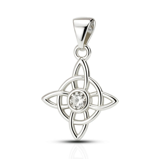 Colgante nudo de brujas circón blanco en plata 950