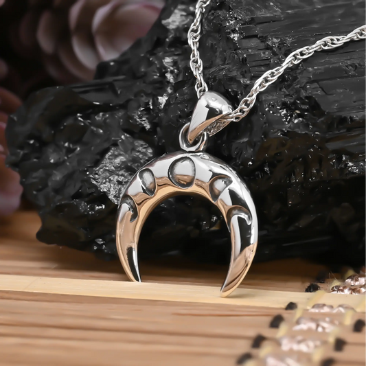 Colgante fase lunar en plata 950