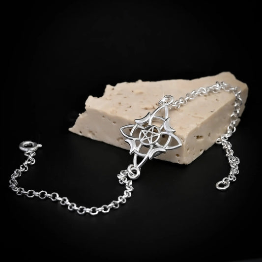 Pulsera nudo de brujas 4 lunas en plata 950
