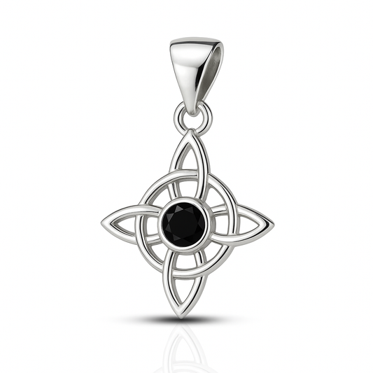 Colgante nudo de brujas con piedra onix en plata 950