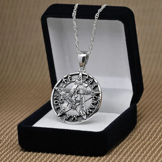 Colgante tetragrammaton, todos los símbolos en plata 925