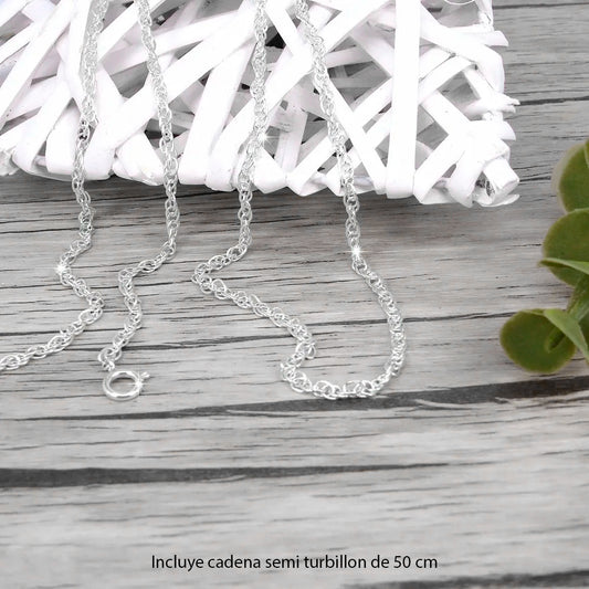 Cadena semi turbillon de 50 Cms en plata 950