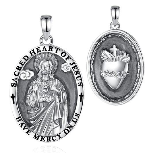 Colgante sagrado corazon de jesus en plata 925