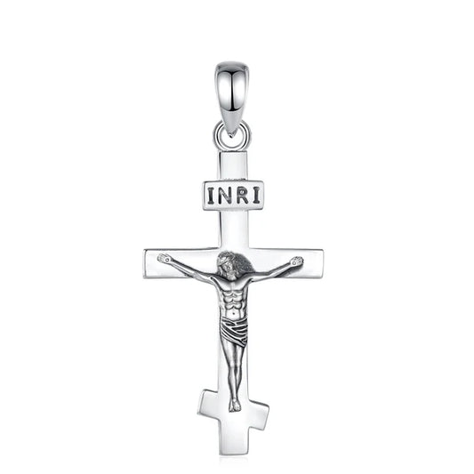 Colgante cruz con jesus en plata 925
