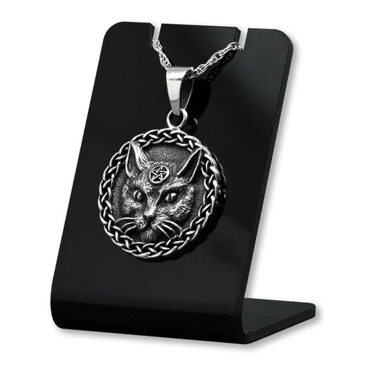 Colgante gato wicca, bruja en plata 925