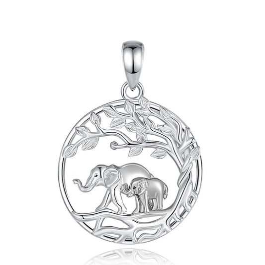 Colgante madre elefante con hijo en plata 925