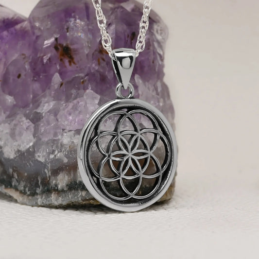 Colgante flor de la vida mediano en plata 950