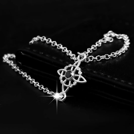 Pulsera nudo de brujas 4 elementos con piedra onix en plata 950