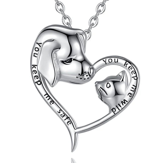 Colgante de perro y gato en plata 925