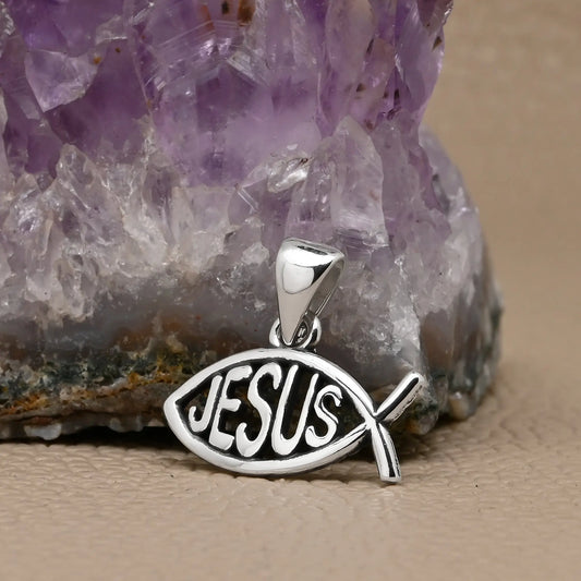 Colgante pez jesus en plata 950